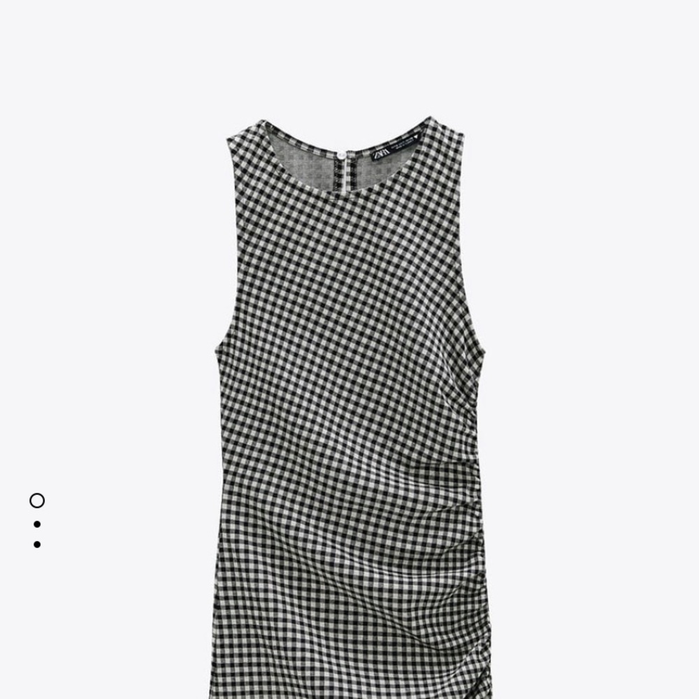 Zara ruched black and white check dress